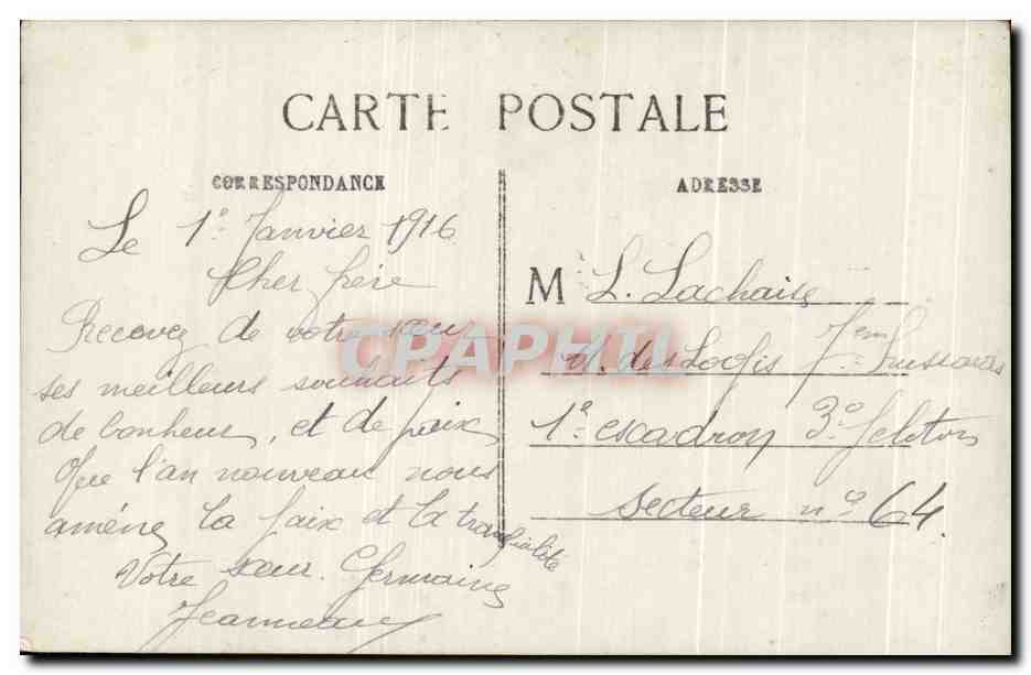Femme en robe élégante — avec bouquet et pancarte 'BONNE ANNÉE' — édit. OTO n°839 — Verso