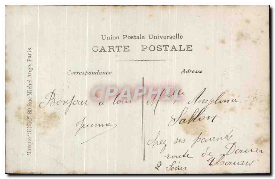 Femme avec panier d'œufs — Heureuses Pâques — éditeur UNIC, n° 1006 — Rückseite