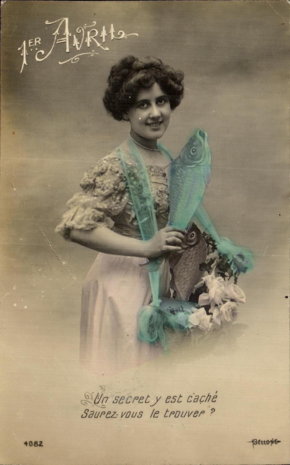 CPA Fantaisie Femme Poissons 1er Avril 