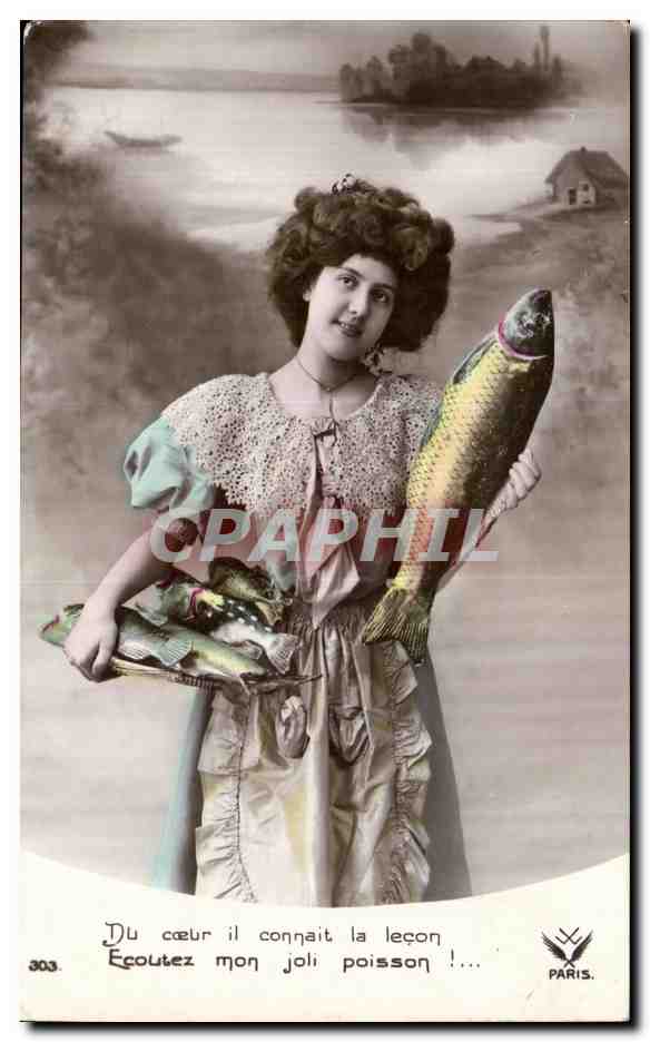 CPA Fantaisie Femme Poissons 