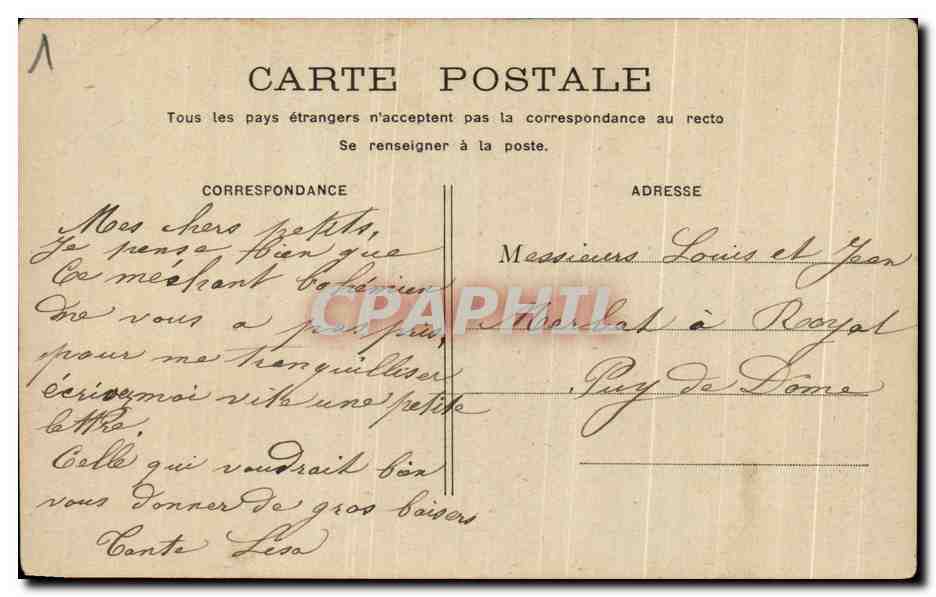CPA Fantaisie Enfants et bohemien Fouet — Rückseite