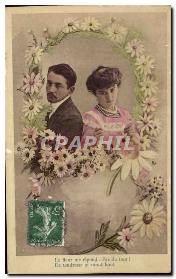 Couple dans un cadre floral — texte imprimé — éditeur inconnu