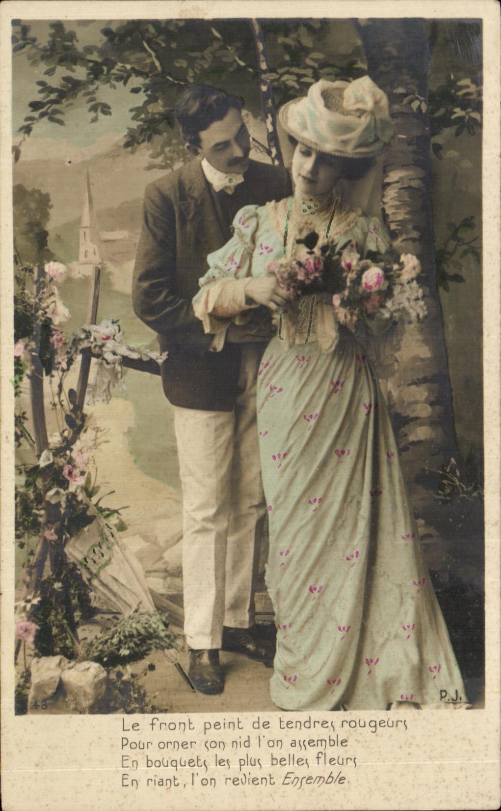 Couple amoureux — scène de jardin — P.J. n°43