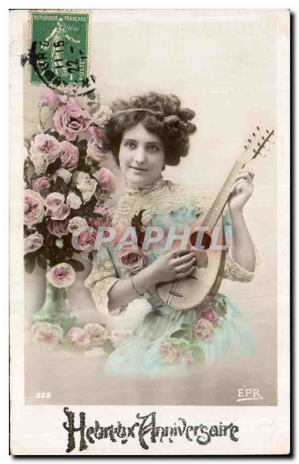 Jeune femme avec mandoline — Roses — EPR 322