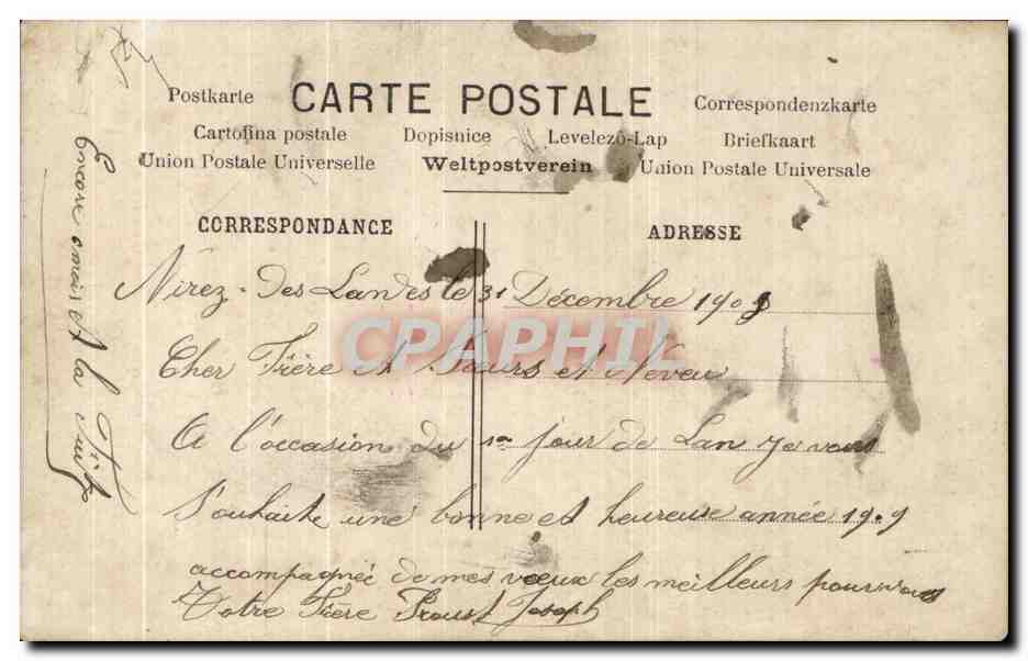 CPA Fantaisie Enfant Garcon Ma premiere pipe Tabac  — Rückseite