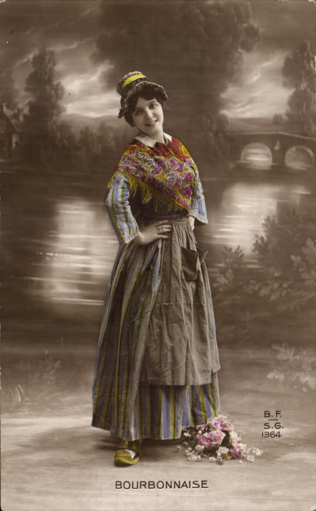 Bourbonnaisa — donna in costume tradizionale — B.F. S.G. 1364