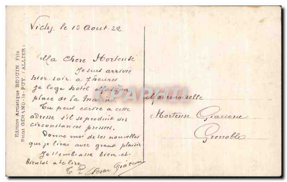 Bourbonnaisa — donna in costume tradizionale — B.F. S.G. 1364 — Verso