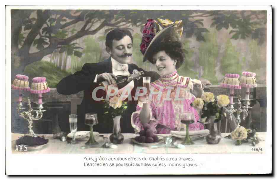 CPA Fantaisie Femme Champagne 
