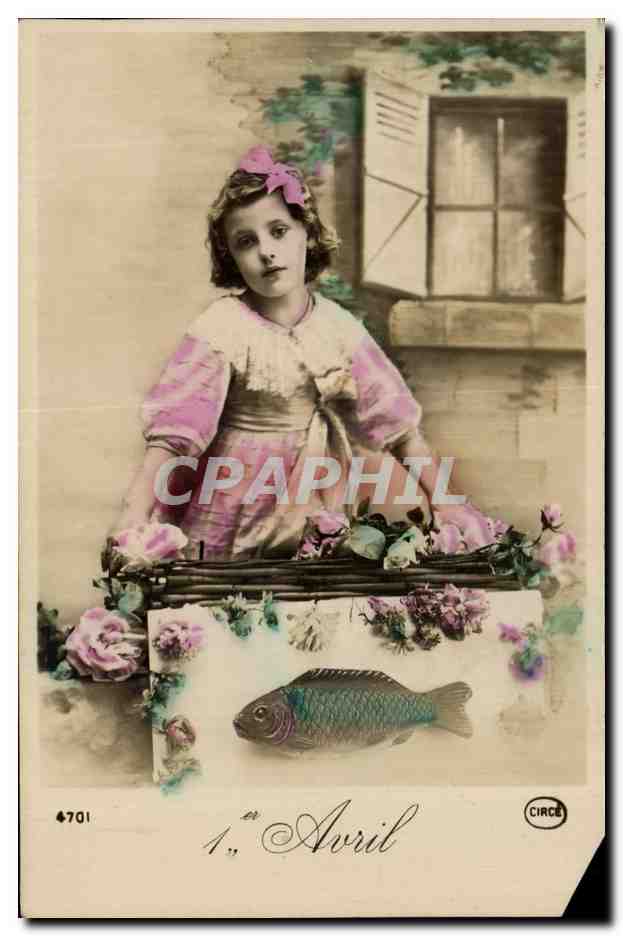 CPA Fantaisie Enfant Poisson 1er avril