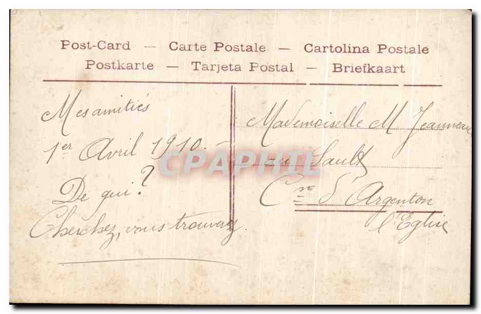 Femme sur balcon avec oiseau — 1er Avril — éditeur PCP, n° 4525 — Achterkant