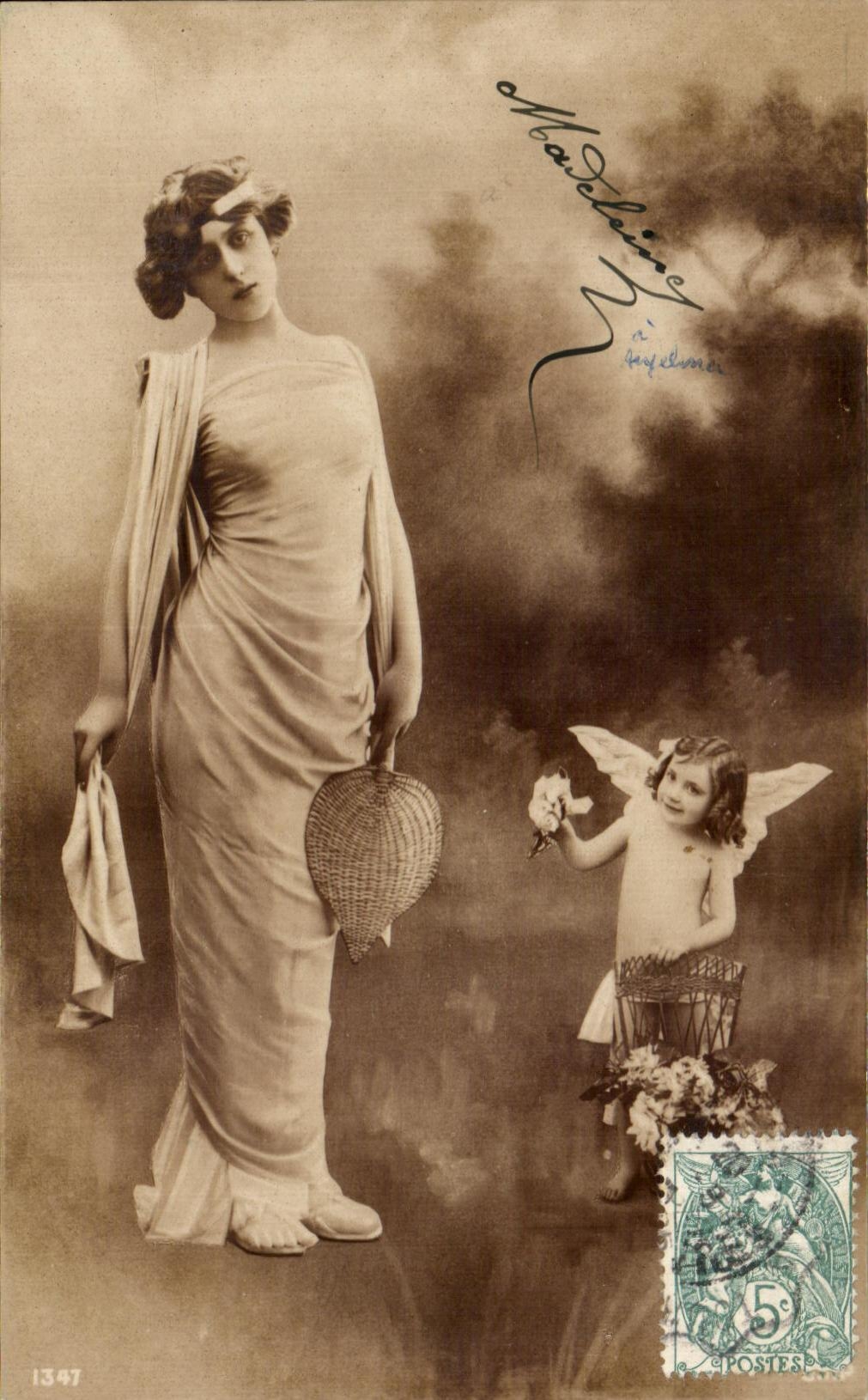 CPA Fantaisie Femme Ange Angelot