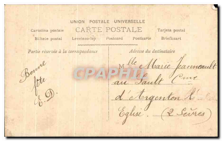 Femme en robe à rayures tenant un bouquet — scène de jardin — éditeur anonyme, n° 654 — Verso