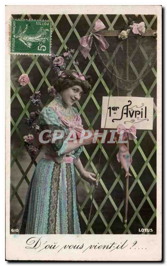 Femme en robe colorée — 1er Avril — éditeur LOTUS, n°6/10