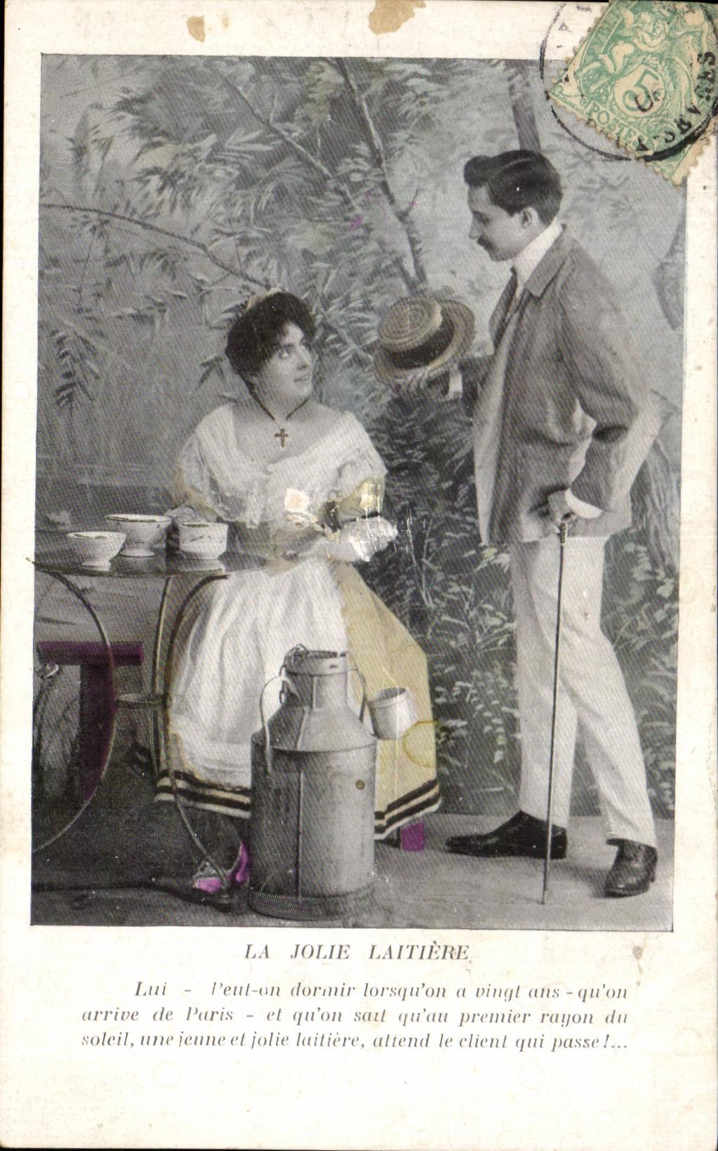 CPA Fantaisie Femme Couple La laitiere