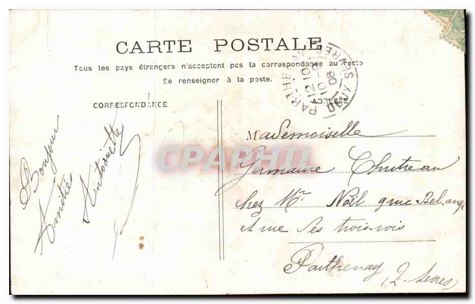 CPA Fantaisie Femme Couple La laitiere — Verso