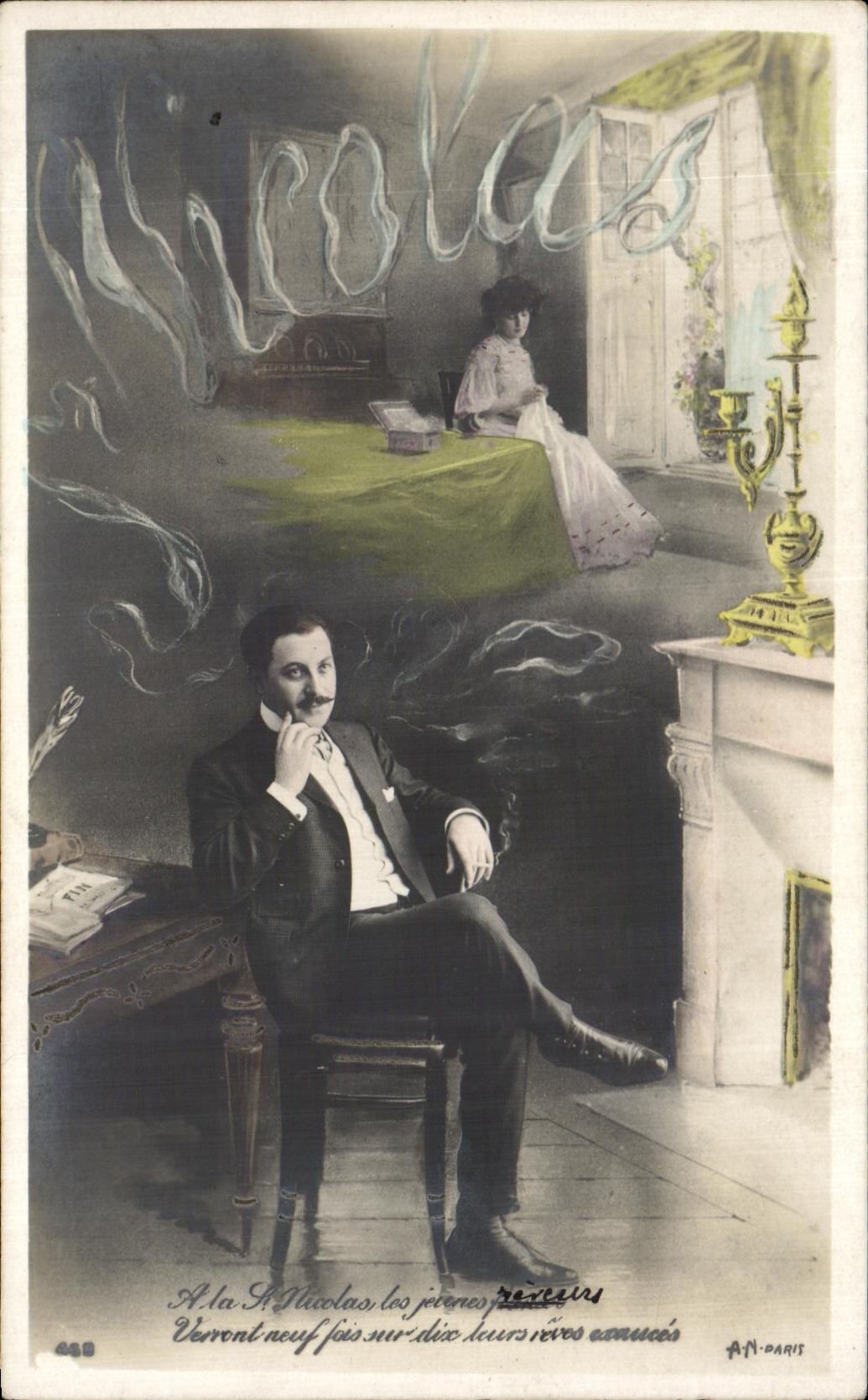 CPA Fantaisie Homme a la cigarrette Tabac