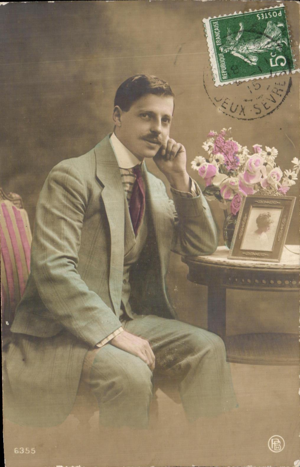 CPA Fantaisie Homme songeur 