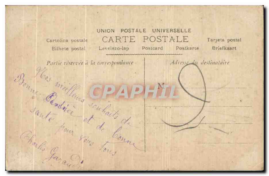 Femme et enfant avec bouquet — Souhaits Affectueux — Charles Garaudi, n°324 — Verso
