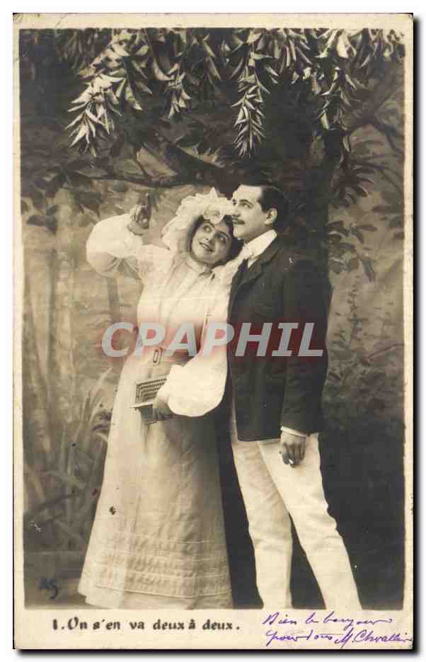 Couple sous un arbre — texte imprimé et signature — éditeur J. Charlatin, n° 1