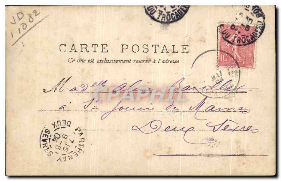 Couple sous un arbre — texte imprimé et signature — éditeur J. Charlatin, n° 1 — Rückseite