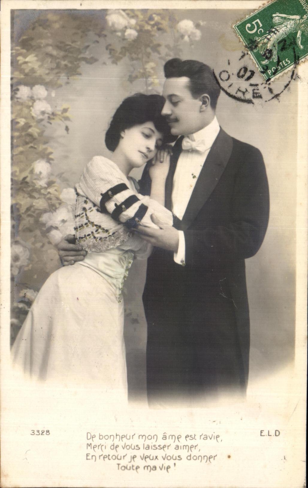 Couple en tenue de soirée — Éditeur E.L.D., n° 3328