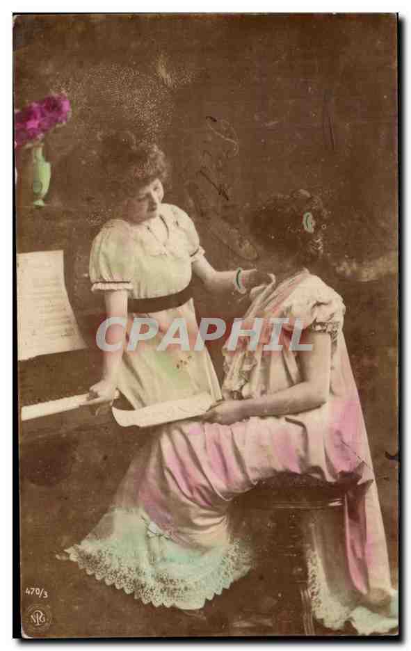 Deux jeunes femmes au piano — éditeur Oranotypie, n° 470/3