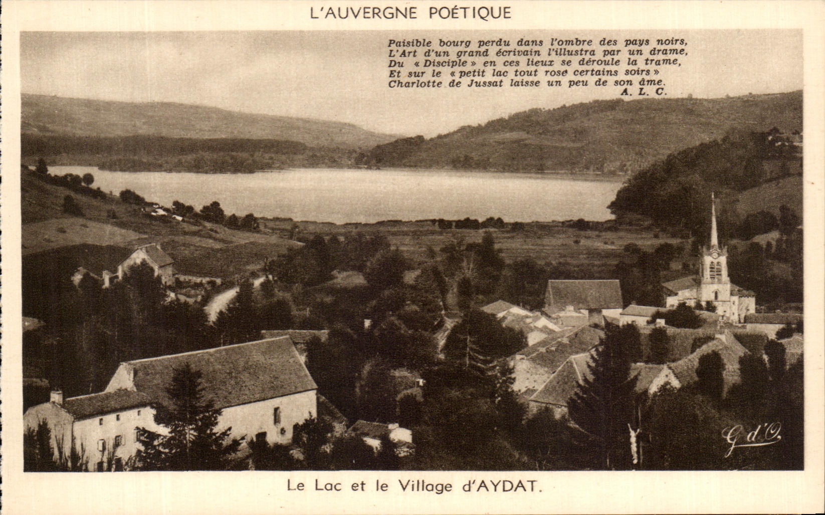 Le Lac et le Village d'Aydat — L'Auvergne Poétique — J. Gouttifrangeas, éditeur