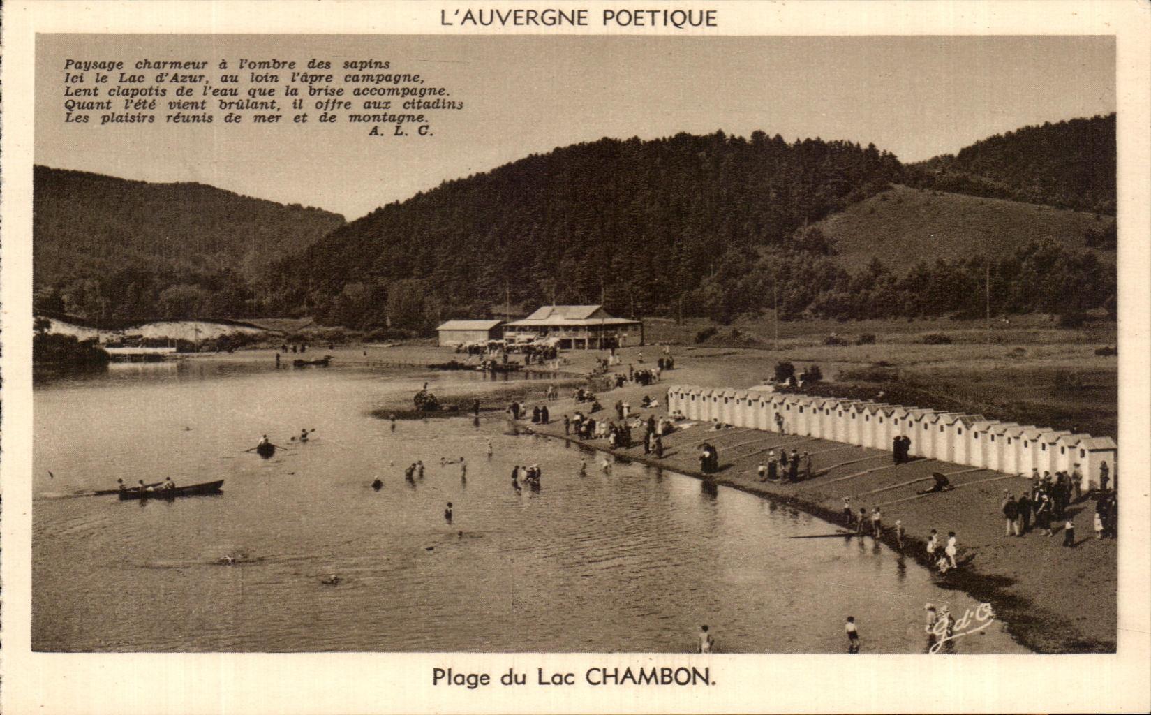 Plage du Lac Chambon — L'Auvergne Poétique — J. Gouttierfanges éditeur