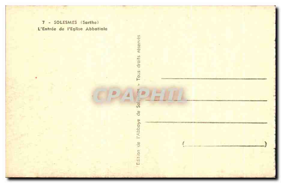 CPA Solesmes L'Entree De L'Eglise Abbatiale — Verso