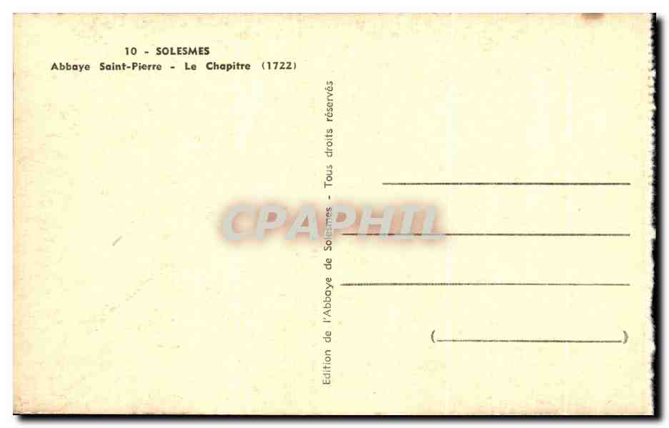 CPA Solesmes Abbaye Saint Pierre Le Chapitre — Verso