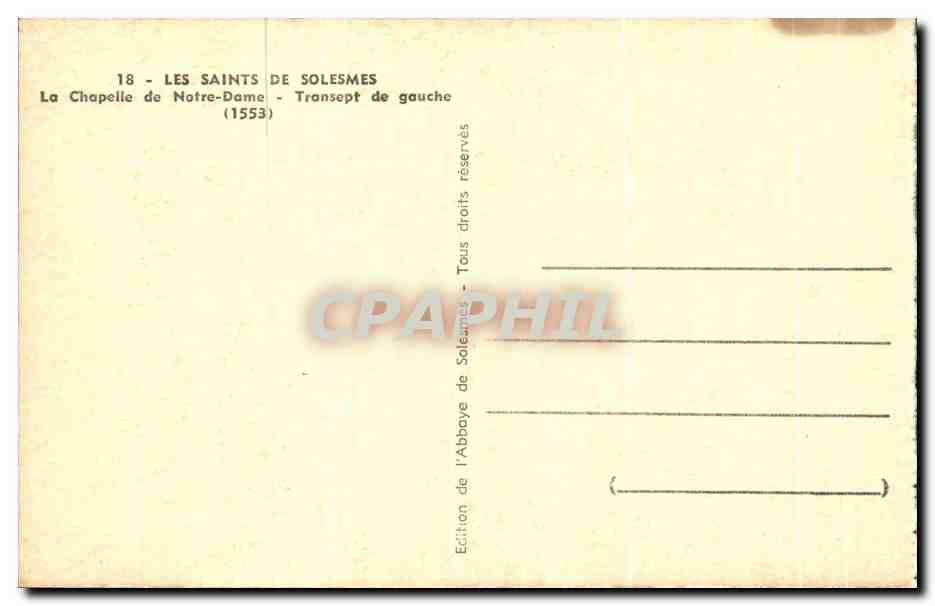 CPA Les Sainte De Solesmes La Chapelle De Notre Dame Transpet De Gauche — Verso