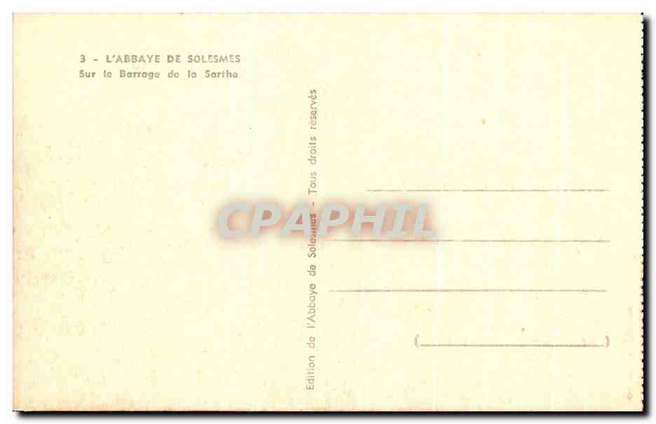 CPA L'Abbaye De Solesmes Sur La Barrage De La Sarthe — Verso