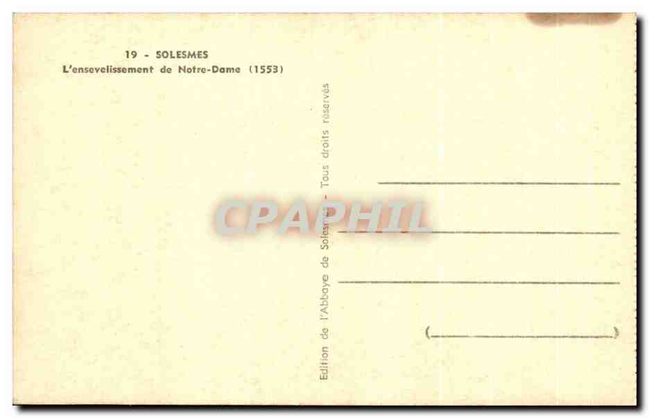 CPA Solesmes L'Ensevelissement De Notre Dame — Verso