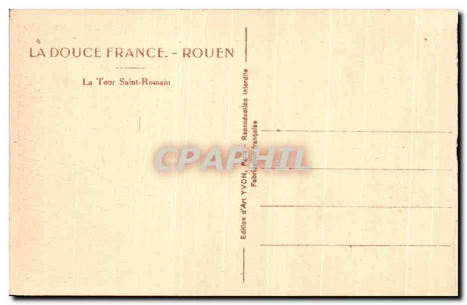 CPA La Douce France Rouen La Tour Saint Romain  — Verso