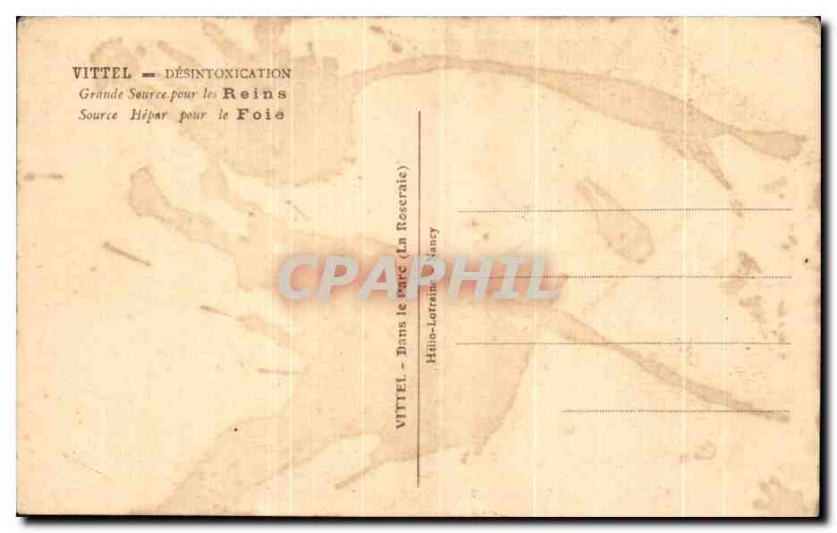 CPA Vittel Desintoxication Grande Source Pour les Reins Source Hepar Pour le Foie — Rückseite