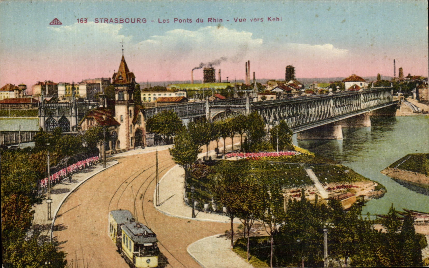 CPA Strasbourg Les Ponts du Rhin Vue Vers Kehl