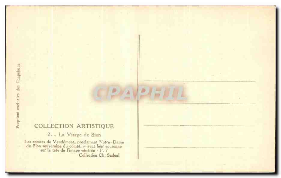 L'Image Miraculeuse de Notre Dame de Sion — Collection Ch. Sadoul — n°2 — Achterkant