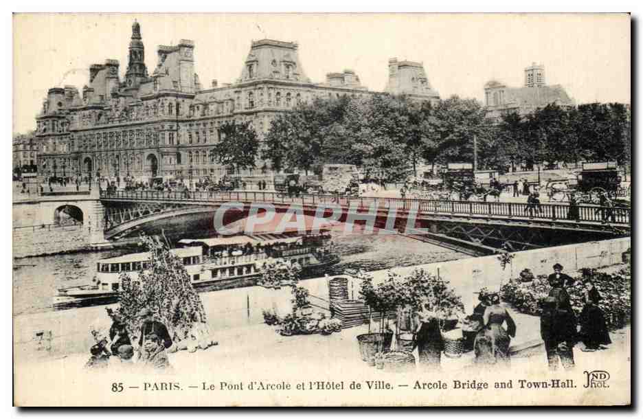 París — El Puente d'Arcole y el Hôtel de Ville — ND Hol. n°85