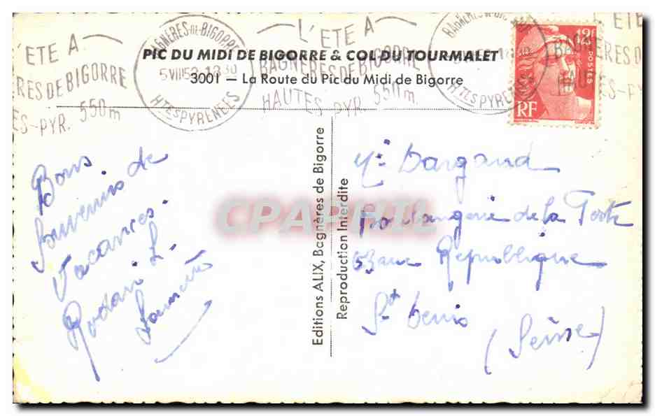 CPA La Route du Pic du Midi de Bigorre — Rückseite