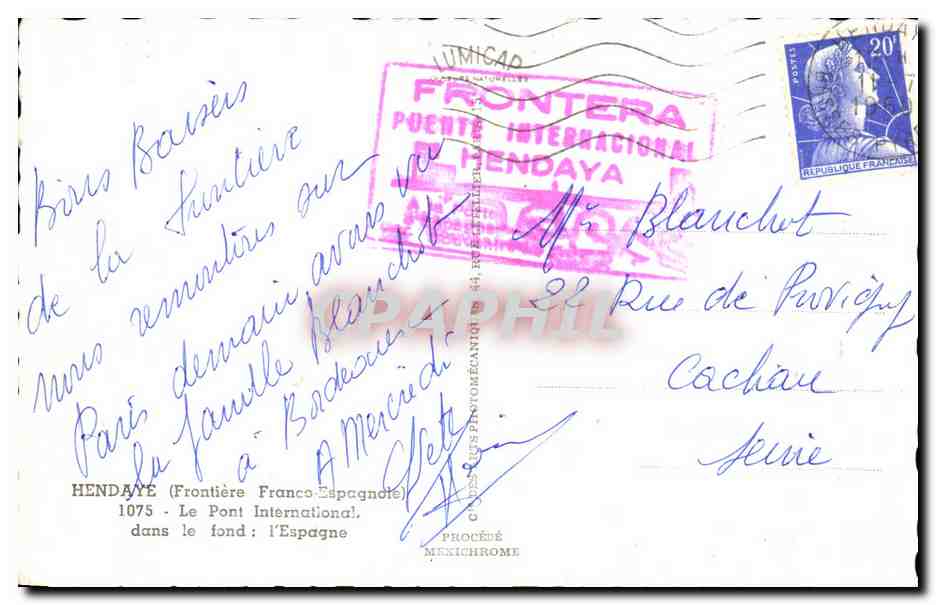 Pont international Hendaya — Frontière Franco-Espagnole — éditeur Cap — Reverso