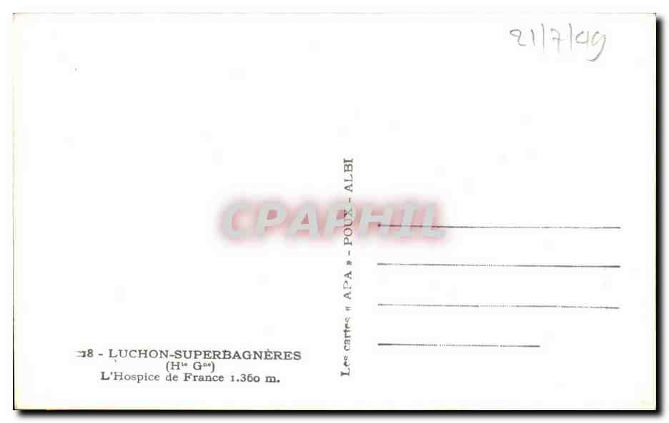 L'Hospice de France — Luchon-Superbagnères — APA — Rückseite