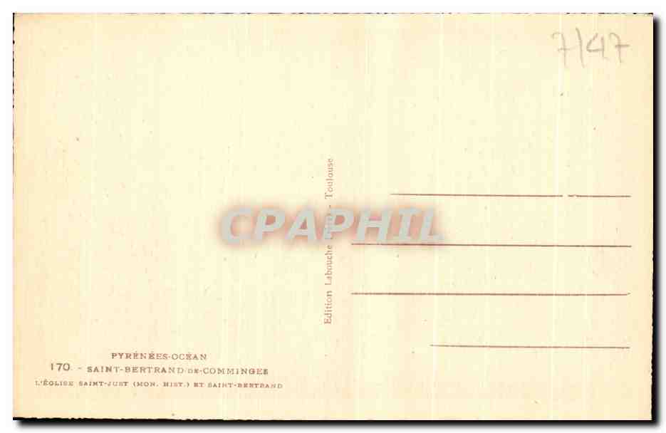 CPA Pyrenees Ocean Saint Bertrand De Comminges L'eglise Saint Just — Verso