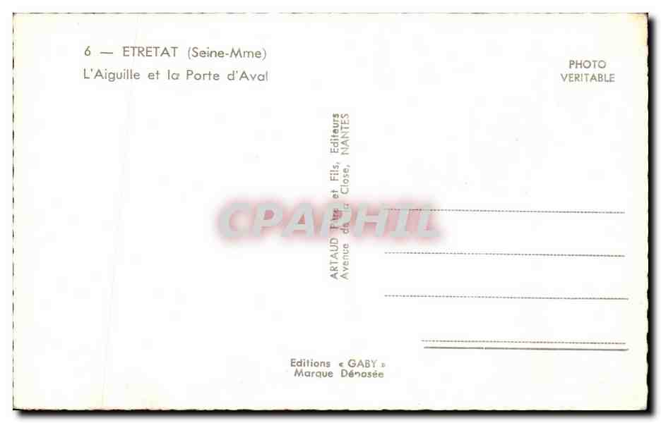 CPSM Etretat L'Aiguille et la Porte d'Aval — Rückseite