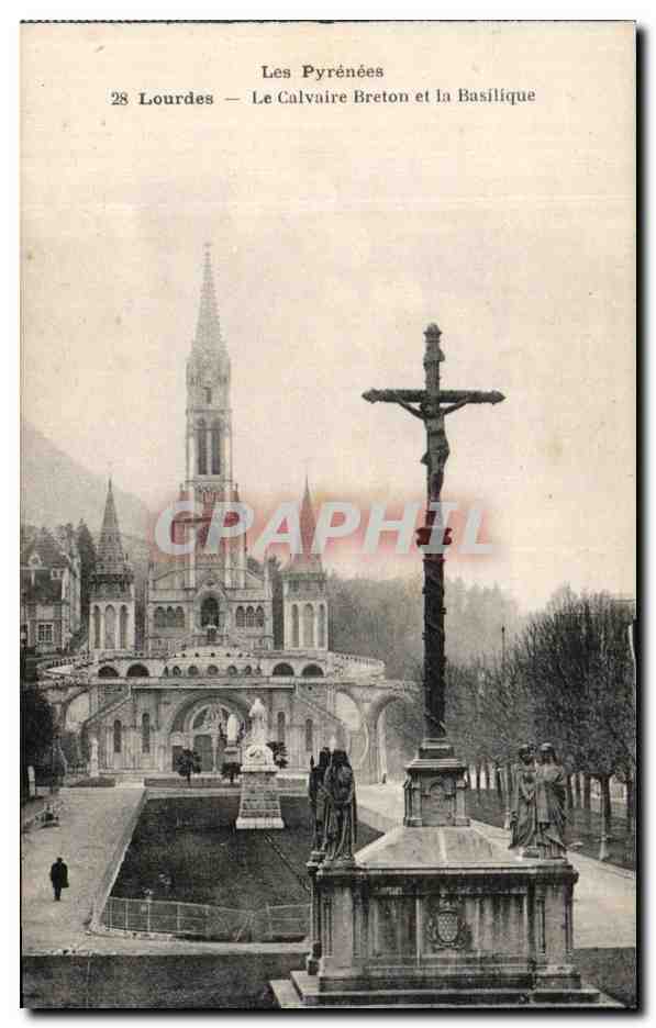 CPA Lourdes Le Calvaire Breton Et La Basilique