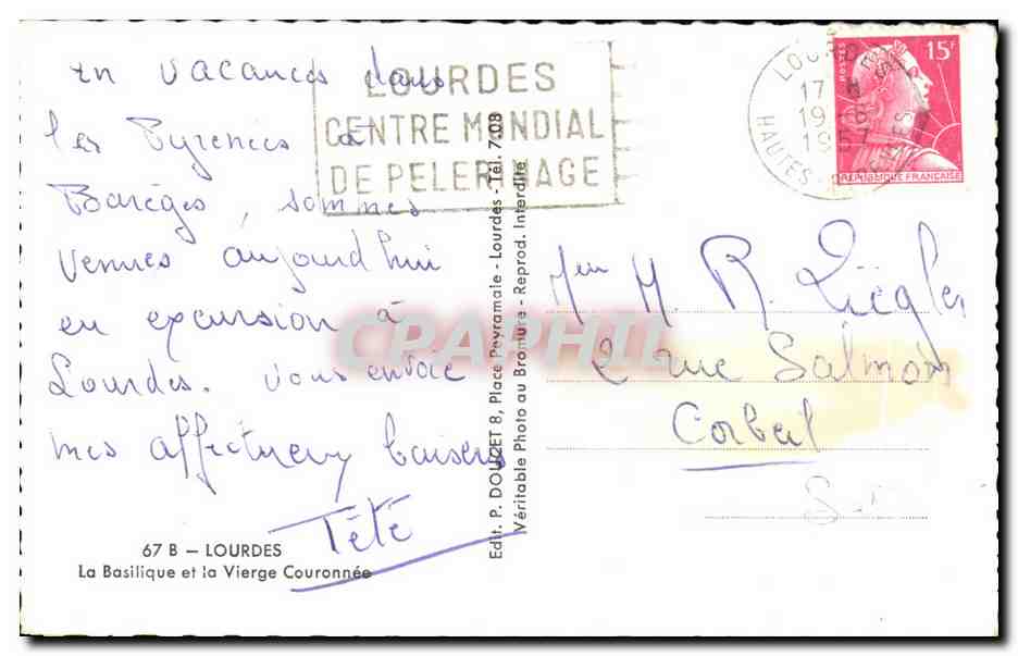 CPA Lourdes La Basllique Et Le Vierge Couronnee — Verso