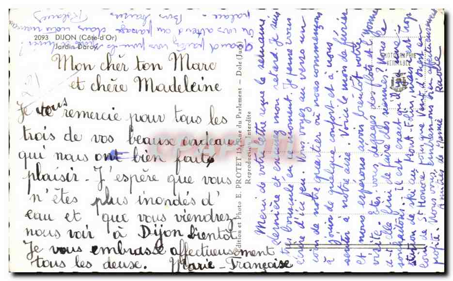 CPSM Dijon Jardin Darcy — Rückseite