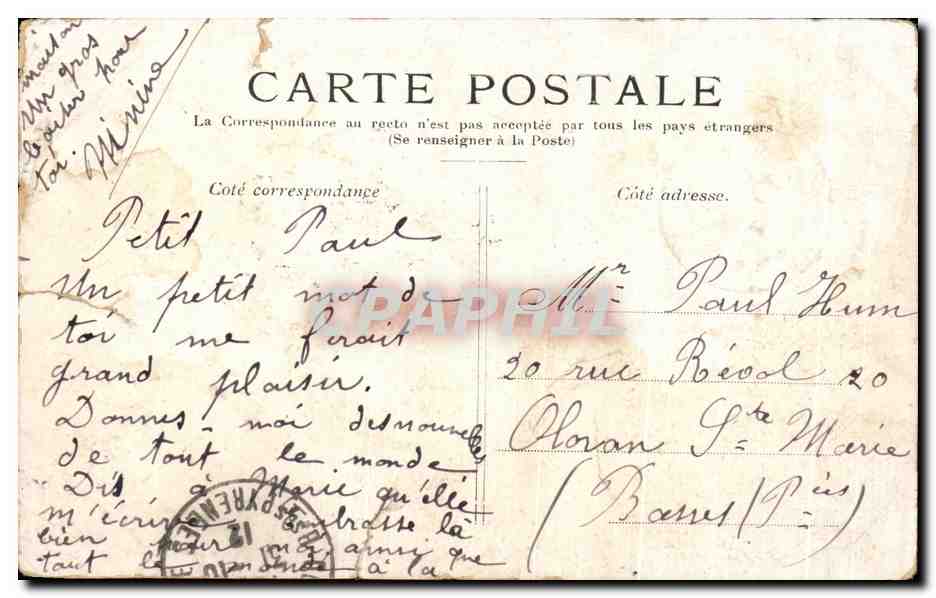 CPA Paris L'Opera — Verso