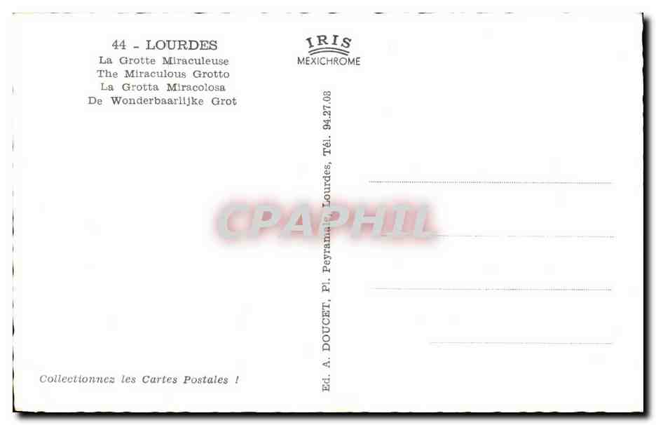 CPSM Lourdes La Grotte Miraculeuse  — Verso