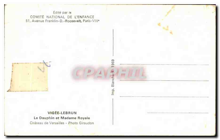 Le Dauphin et Madame Royale — Château de Versailles — Édité par le Comité National de l'Enfance — Reverso