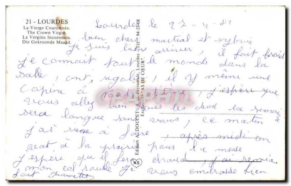 CPSM Lourdes La Vierge Couronnee  — Verso